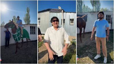 &laquo;Көкемізден хадия&raquo;: Мейрамбек Беспаев Әбдіжаппар Әлқожаға жылқы сыйлады (ВИДЕО)